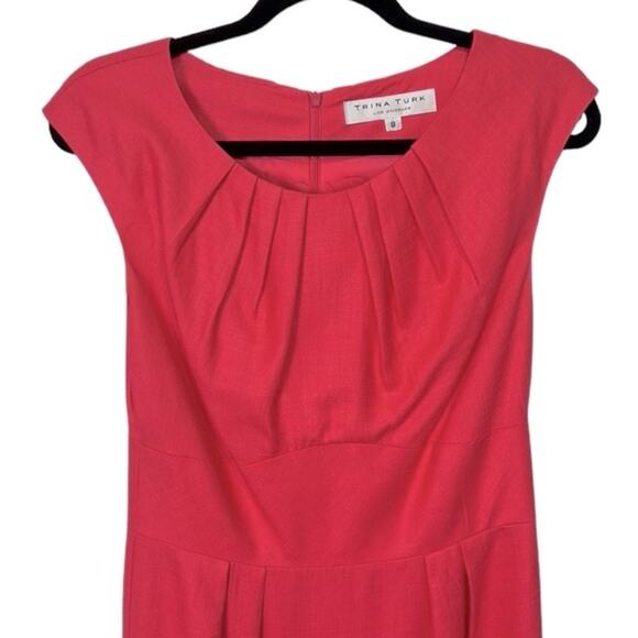 Trina Turk Pleated Coral Cap Sleeve Mini Dress, Women’s Size 8 - Picture 2 of 6